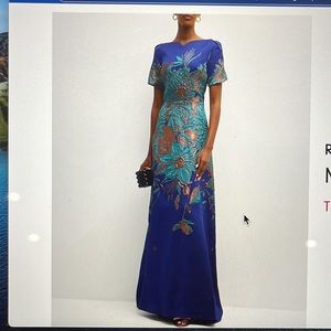 Teri Jon . Metallic jacquard gown